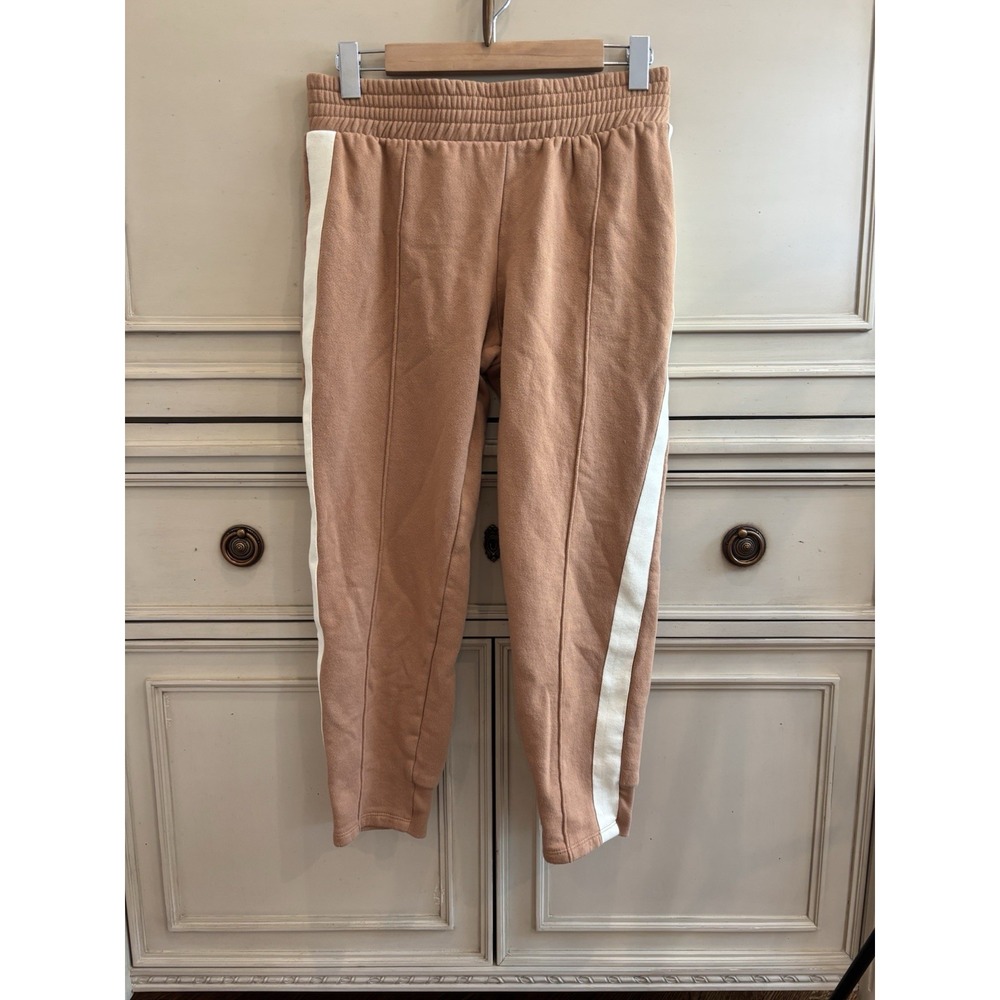 Wesley‎ X Bandier Broome Stripe Camel Sweatpants Size Small Cream Stripe Cotton